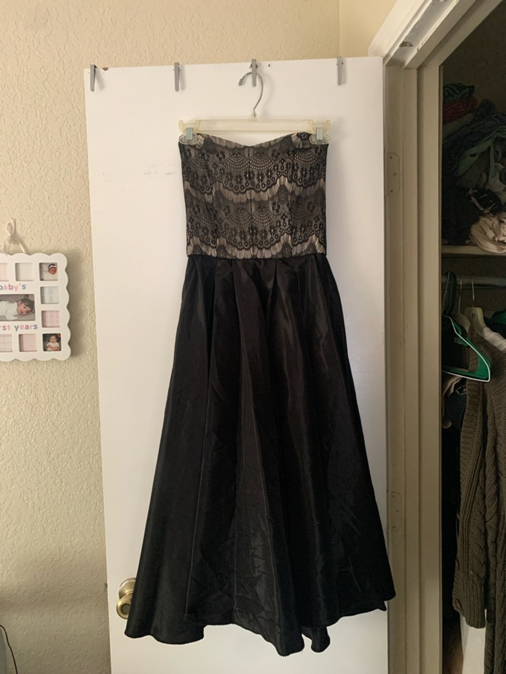 black strapless lace corset midi dress size medium/large